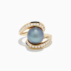 Effy Jewelry 14K Yellow Gold Tahitian Pearl and Diamond Ring | Rings