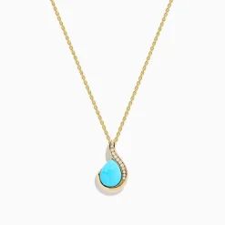 Effy Jewelry 14K Yellow Gold Turquoise and Diamond Pendant | Necklaces & Pendants