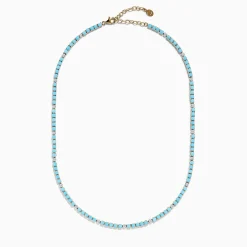 Effy Jewelry 14k Yellow Gold Turquoise and Diamond Tennis Necklace | Necklaces & Pendants