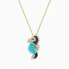 Effy Jewelry 14K Yellow Gold Turquoise, Sapphire, Tsavorite and Diamond Seahorse Pendant | Necklaces & Pendants