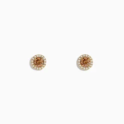 Effy Jewelry 14K Yellow Gold White and Espresso Diamond Stud Earrings | Earrings