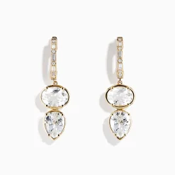 Effy Jewelry 14K Yellow Gold White Topaz and Diamond Earrings | Earrings