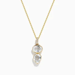 Effy Jewelry 14K Yellow Gold White Topaz and Diamond Pendant | Necklaces & Pendants