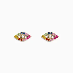 Effy Jewelry 14K Yellow GoldMulti Color Sapphire and Diamond Evil Eye Earrings | Earrings