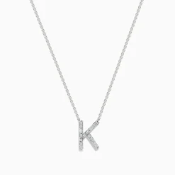Effy Jewelry 14 Karat White Gold Initial "K" Diamond Necklace | Necklaces & Pendants
