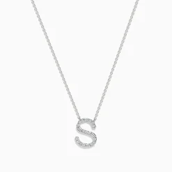 Effy Jewelry 14 Karat White Gold Initial "S" Diamond Necklace | Necklaces & Pendants