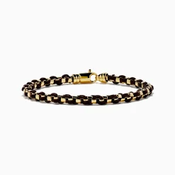 Effy Jewelry Men's 925 Gold Plated Silver Leather Woven Bracelet | Mens