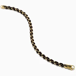 Effy Jewelry Men's 925 Gold Plated Silver Leather Woven Bracelet | Mens