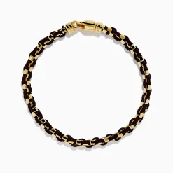 Effy Jewelry Men's 925 Gold Plated Silver Leather Woven Bracelet | Mens