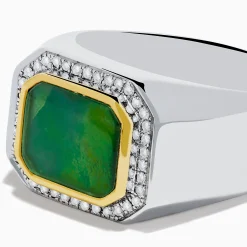 Effy Jewelry Men's 925 Sterling Silver Ammolite and Diamond Ring | Mens