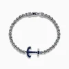 Effy Jewelry Men's 925 Sterling Silver Blue Sapphire Anchor Box Chain Link Bracelet | Mens