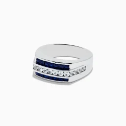 Effy Jewelry Men's 925 Sterling Silver Blue and White Sapphire Ring | Mens