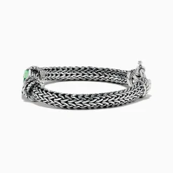 BH Multi Men's 925 Sterling Silver Braided Chain Malachite Bracelet 10.20 TCW | Mens