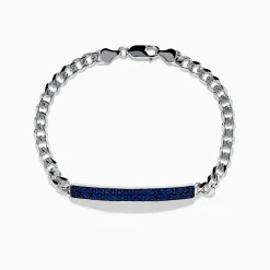 Effy Jewelry Men's 925 Sterling Silver Chain Link Blue Sapphire Bracelet | Mens