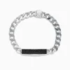 Effy Jewelry Men's 925 Sterling Silver Chain Link Black Spinel Bracelet 1.45 TCW | Mens