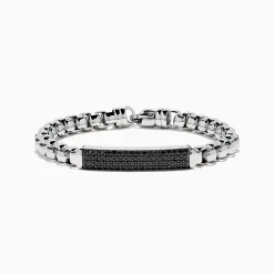 BH Multi Men's 925 Sterling Silver Chian Link Black Spinel Bracelet, 3.15 TCW | Mens