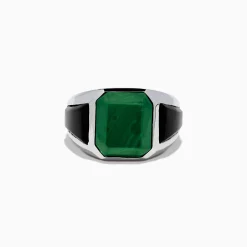 Effy Jewelry Men's 925 Sterling Silver Malachite and Onyx Ring | Mens