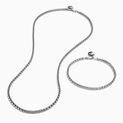Effy Jewelry Men's 925 Sterling Silver Minimalist Necklace and Bracelet Set | Mens