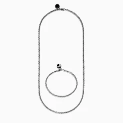 Effy Jewelry Men's 925 Sterling Silver Minimalist Necklace and Bracelet Set | Mens