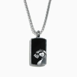 Effy Jewelry Men's 925 Sterling Silver Onyx Dog Tag Pendant, 28.40 TCW | Mens