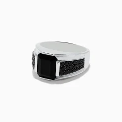 BH Multi Men's 925 Sterling Silver Onyx and Black Spinel Ring | Mens