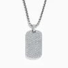 Effy Jewelry Men's 925 Sterling Silver White Sapphire Dog Tag Pendant | Mens