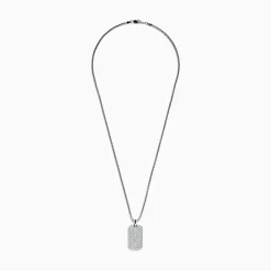 Effy Jewelry Men's 925 Sterling Silver White Sapphire Dog Tag Pendant | Mens