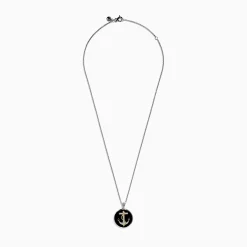 Effy Jewelry Men's 925 Sterling Silver White Topaz and Onyx Anchor Pendant | Mens