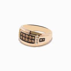 Effy Jewelry Men's 14K Rose Gold Espresso and White Diamond Ring | Mens