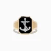 Effy Jewelry Men's 14K Two Tone Gold Agate and Diamond Anchor Ring, 1.66 TCW | Mens