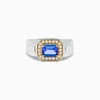Effy Jewelry Men's 14K White and Yellow Gold Tanzanite and Diamond Ring | Mens