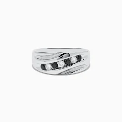 Effy Jewelry Men's 14K White Gold Black and White Diamond Ring | Mens