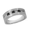 Effy Jewelry Men's 14K White Gold Black and White Diamond Ring, 0.49 TCW | Mens