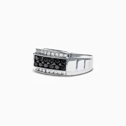 Effy Jewelry Men's 14K White Gold Black and White Diamond Ring, 0.96 TCW | Mens