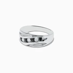 Effy Jewelry Men's 14K White Gold Black and White Diamond Ring | Mens