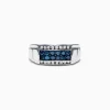 Effy Jewelry Men's 14K White Gold Blue and White Diamond Ring, 1.0 TCW | Mens