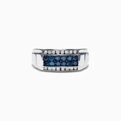Effy Jewelry Men's 14K White Gold Blue and White Diamond Ring, 1.0 TCW | Mens