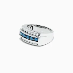 Effy Jewelry Men's 14K White Gold Blue and White Diamond Ring, 1.67 TCW | Mens