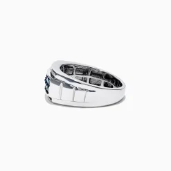 Effy Jewelry Men's 14K White Gold Blue and White Diamond Ring, 1.0 TCW | Mens