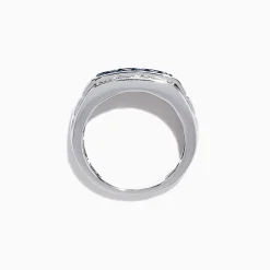 Effy Jewelry Men's 14K White Gold Blue and White Diamond Ring, 1.0 TCW | Mens