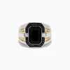 Effy Jewelry Men's 14K White u0026 Yellow Gold White and Black Diamond Onyx Ring | Mens
