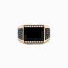 Effy Jewelry Men's 14K Yellow Gold Black and White Diamond and Onyx Ring | Mens