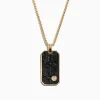 Effy Jewelry Men's 14K Yellow Gold Black Diamond Dog Tag Pendant, 1.36 TCW | Mens