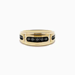 Effy Jewelry Men's 14K Yellow Gold Black and White Diamond Ring | Mens