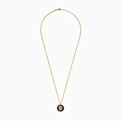 Effy Jewelry Men's 14K Yellow Gold Black Diamond Lion Head Pendant | Mens