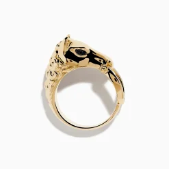 Effy Jewelry Men's 14K Yellow Gold Black and White Diamond Horse Ring | Mens