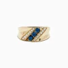 Effy Jewelry Men's 14K Yellow Gold Blue and White Diamond Ring | Mens