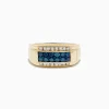 Effy Jewelry Men's 14K Yellow Gold Blue and White Diamond Ring | Mens