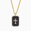 Effy Jewelry Men's 14K Yellow Gold Diamond and Black Sapphire Cross Pendant | Mens