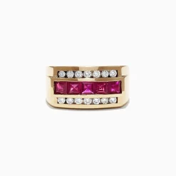Effy Jewelry Men's 14K Yellow Gold Diamond Ruby Ring, 2.59 TCW | Mens